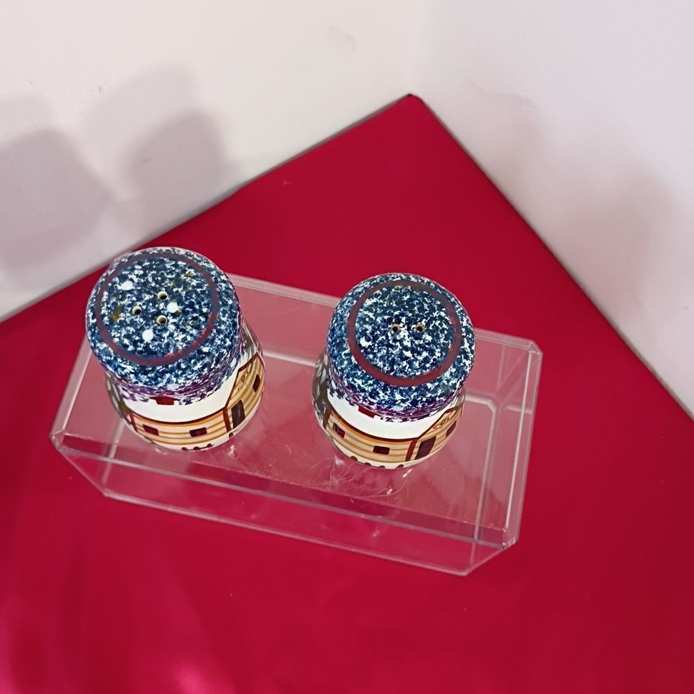 Blue and Gold Glitter Salt and Pepper Shakers